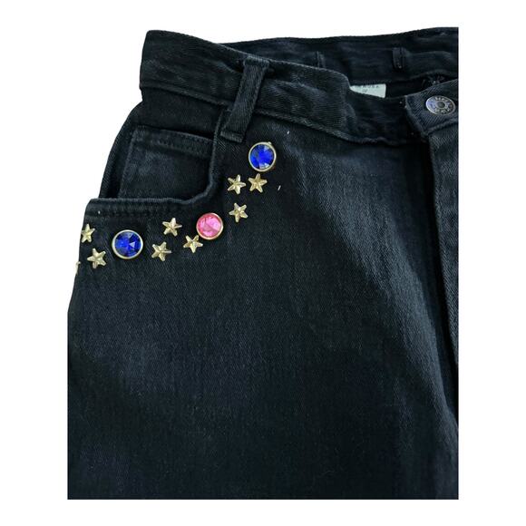 Vintage Cap Ferrat 80's black denim high waist Jeans with stars & stones size 13 - Picture 8 of 16